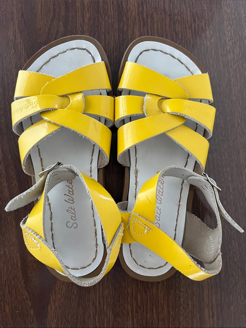 Salt Water Kids Yellow Patent Leather Strappy Sandals Size 13